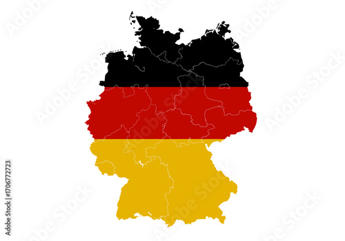 Germany map with national colors black red  gold outlining its borders
