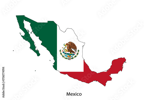 The image is of the country of Mexico filled with its national flag colors