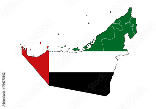 UAE flag rendered as the map of the United Arab Emirates