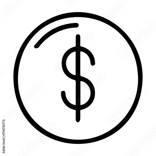 Dollar Coin Outline Icon
