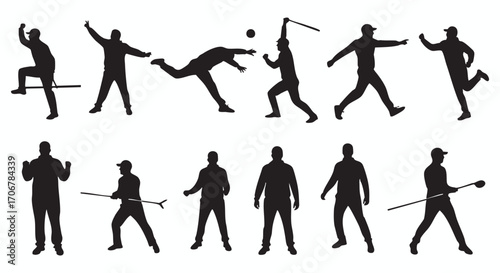 Lacrosse Player Silhouette Vector Illustration Action Sports Man in Motion, a Dynamic Design Element for Athletic Graphics and Team Imagery