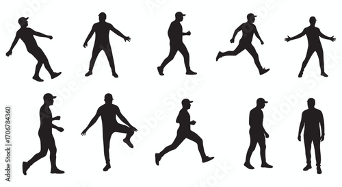 Dynamic Human Figures A Silhouette Vector Illustration Collection Depicting Movement and Activity, Ideal for Sports & Fitness Concepts