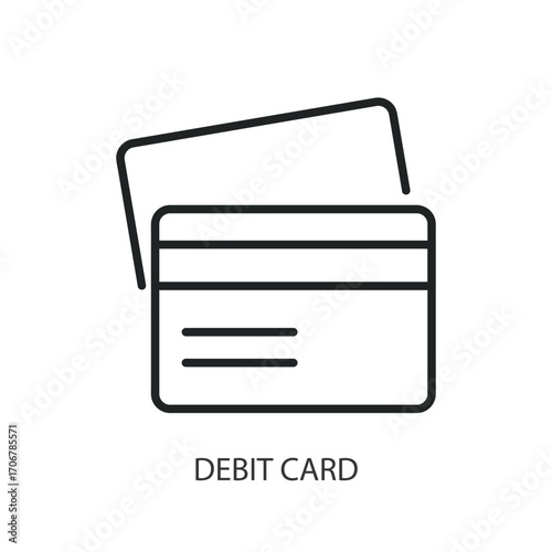Debit card thin line vector icons.