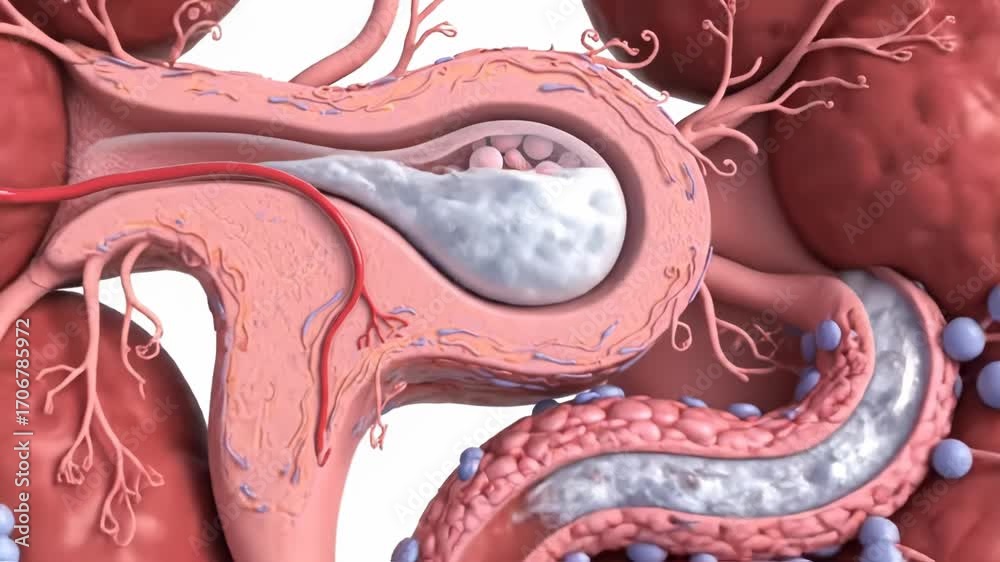 Fibroid Structure Uterus showing fibroids and cysts with detailed anatomical structure ...