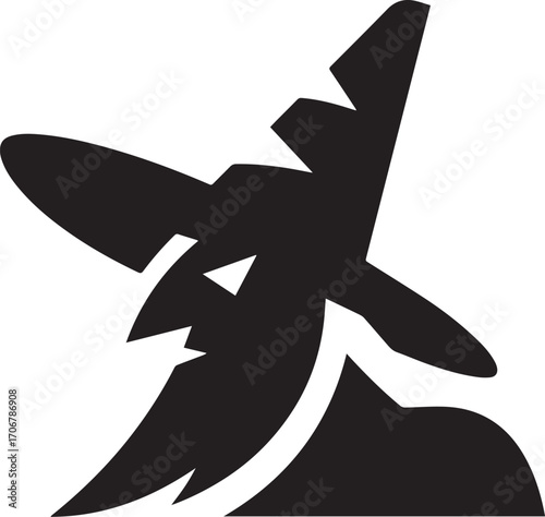  Vector Illustration of a Wizard Head Silhouette