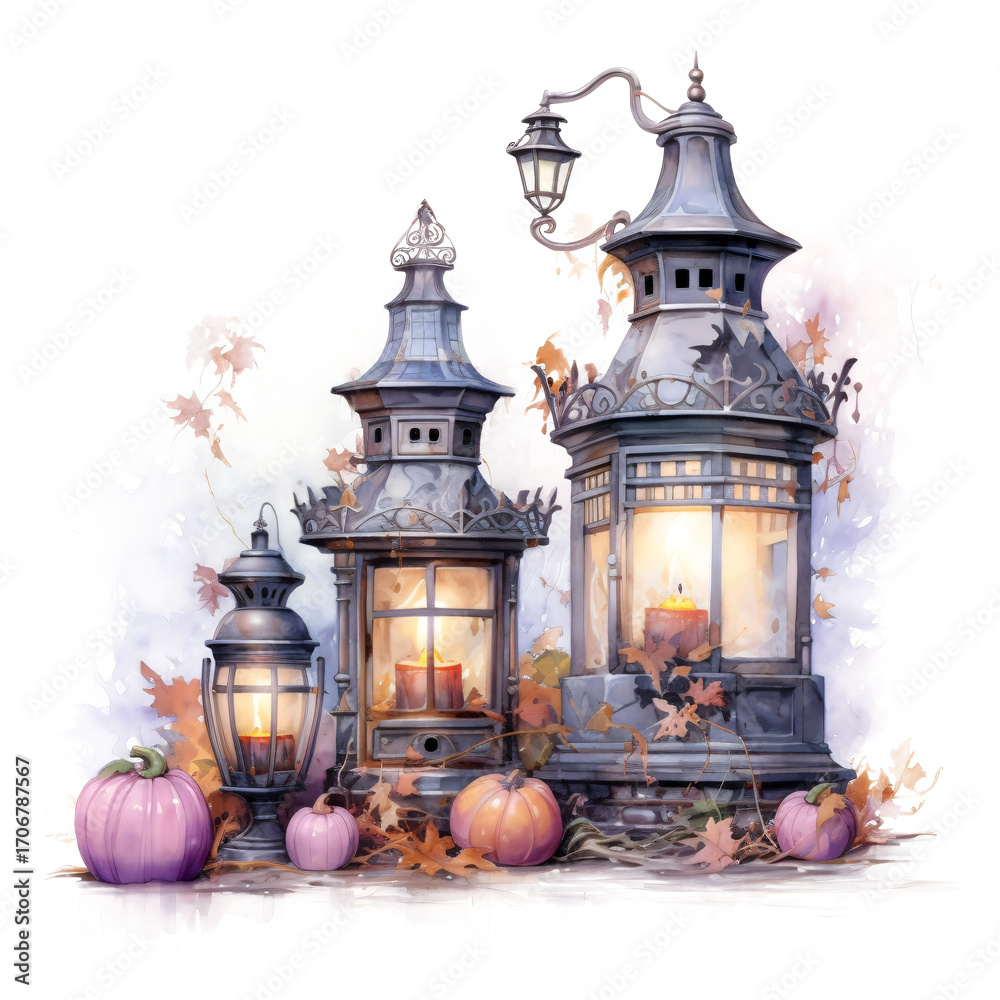 Obraz premium Lanterns and Pumpkins