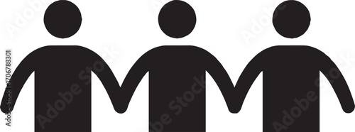 Three Connected People Holding Hands Unity Team Icon