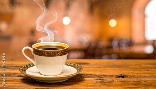 A Steaming Cup Of Coffee Sits On A Rustic Wooden Table, Offering A Warm And Inviting Cafe Experience, Perfect For Relaxation And Enjoyment. With Comprehensive Details And Informative