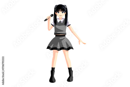 アイドル　女性　黒　歌う C