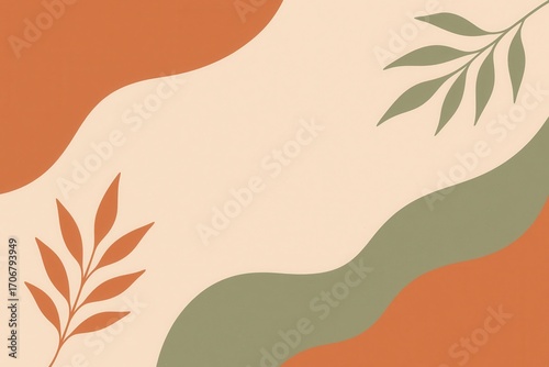 Organic flowing banner template in earthy terracotta and sage green with botanical elements for natural wellness brand design