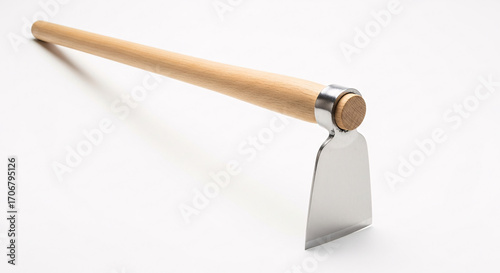 Professional gardening hoe with durable wood handle for effective soil cultivation and weeding tasks