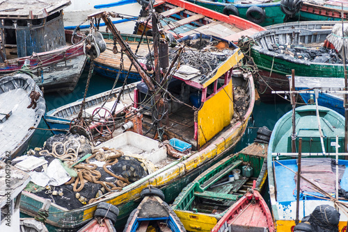 Wallpaper Mural Colorful wooden fishing boats are tightly moored together in Callao, Peru.  Torontodigital.ca