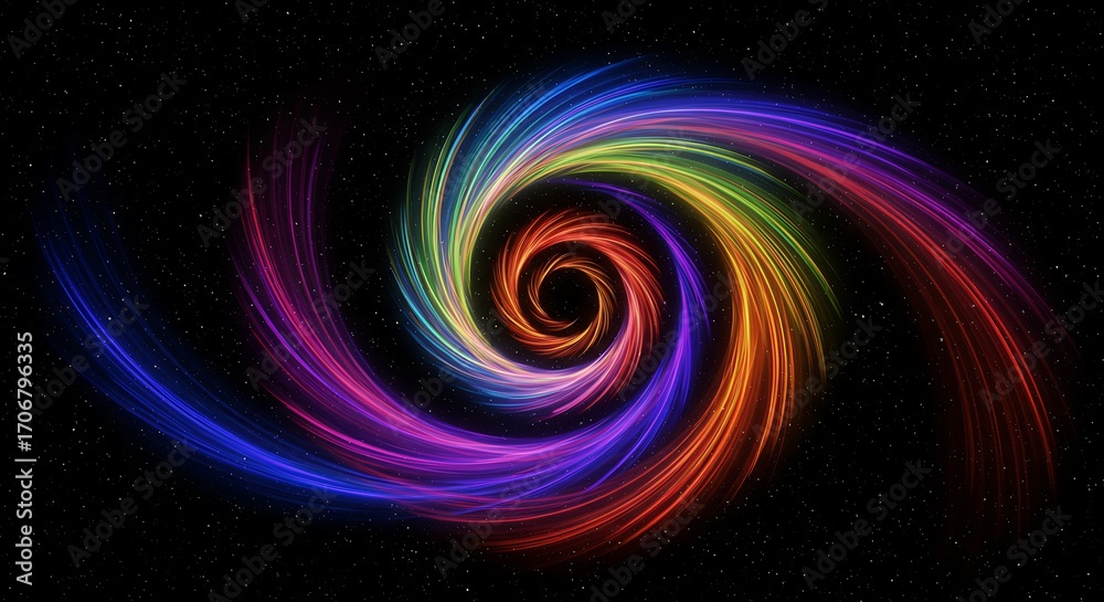 Obraz premium Stunning rainbow spiral swirling in space, perfect for vibrant backgrounds and modern designs