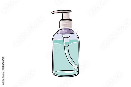 hand-drawn colored handwash bottle illustration