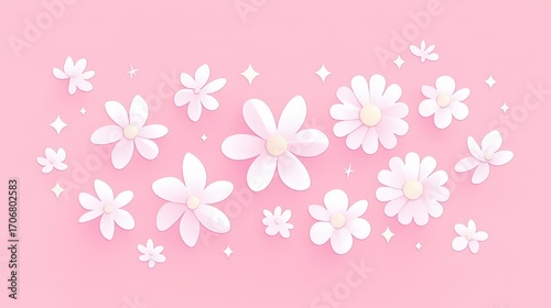 Minimalist flowers background with delicate white dai