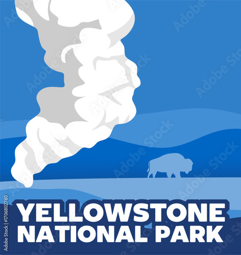 yellowstone national park with beautiful views and beautiful skies