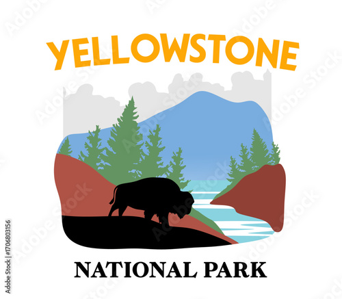 yellowstone national park with beautiful views and beautiful skies