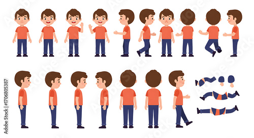 Cartoon Boy Character Animation Sprite Sheet White Background
