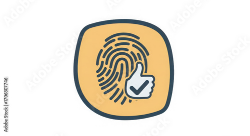 Fingerprint authentication success icon with thumbs up symbol graphic design for security and verification concepts transparent background