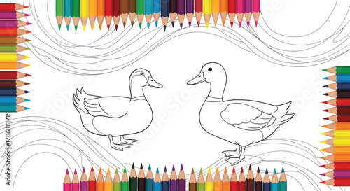 Learn how to draw two cute baby ducks step by step.