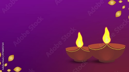 A seamless animated Diwali background featuring glowing diya flames and a rotating mandala design on a festive gradient backdrop. This elegant motion graphic is ideal for use in greeting videos.