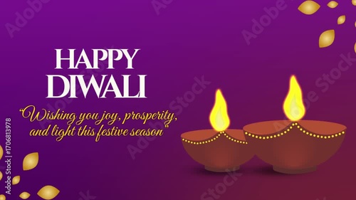 An elegant animated Happy Diwali greeting video featuring glowing diya flames, a rotating mandala design, and festive text appearing with smooth transitions. Ideal for social media posts.