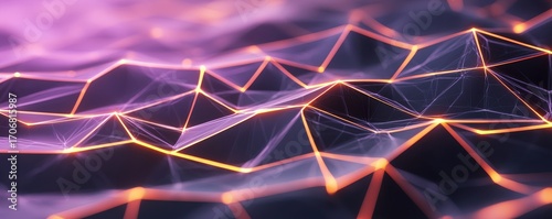 Abstract digital waves with glowing lines create a futuristic, high-tech aesthetic in shades of purple and orange, evoking a sense of motion and innovation.