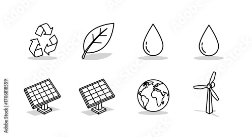 Eco-Friendly Icons Renewable Energy & Sustainability Symbols