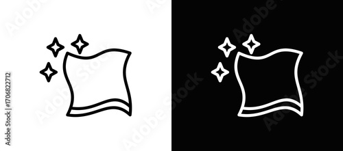 Cleaning Cloth Icon In Black And White Filled Style