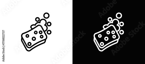 Sponge Icon In Black And White Filled Style