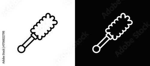 Duster Icon In Black And White Filled Style
