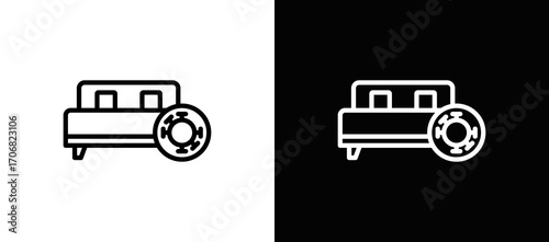Bed Sanitizing Icon In Black And White Filled Style