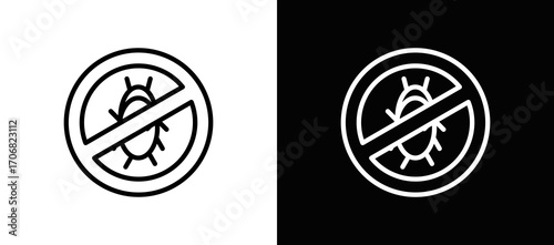 Pest Control Icon In Black And White Filled Style