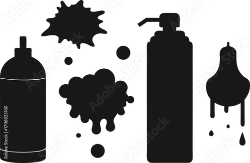 A Collection of Ink Spray and Aerosol Paint Splatters