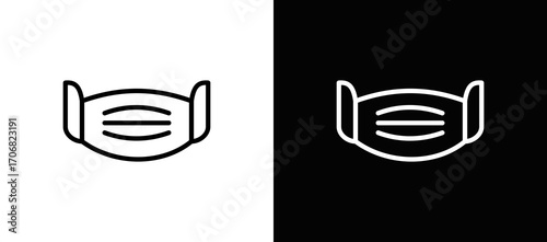 Hygiene Mask Icon In Black And White Filled Style