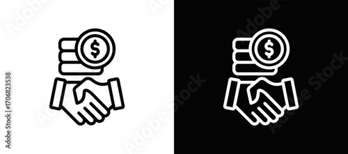 P2P Loan Icon In Black And White Filled Style