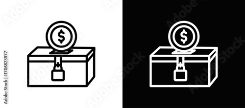Charity Drive Icon In Black And White Filled Style