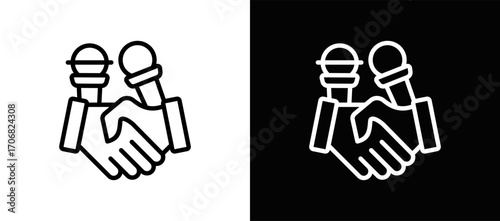 Media Partner Icon In Black And White Filled Style