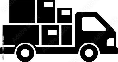 A Moving Truck with Boxes Simple Graphic Symbol