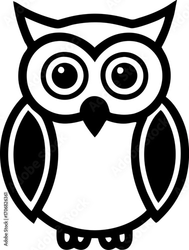 An Owl with Large Eyes Simple Graphic Symbol Clean