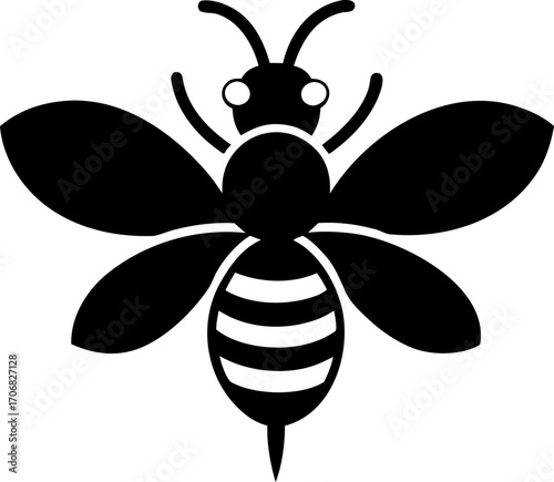 Honeybee on Flower Silhouette Vector Illustration