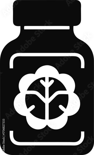 Nootropics Bottle Silhouette Vector Black and White