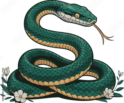 Snake with Forked Tongue Vector