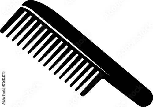 Vector Silhouette of a Simple Wooden Comb Traditional