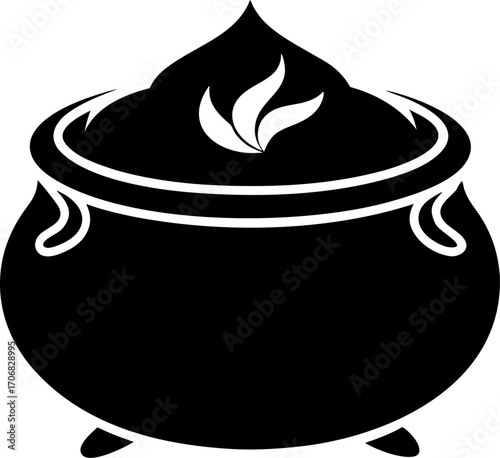 Vector Silhouette of a Traditional Clay Pot for Mishti Doi