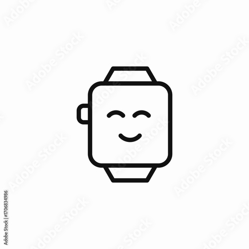 happy smartwatch face icon sign vector