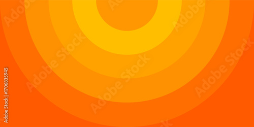 Bright vector background with concentric circles in yellow to orange gradient, radiating from the center like a sunburst for a warm, energetic, and eye-catching effect. vector Eps 10