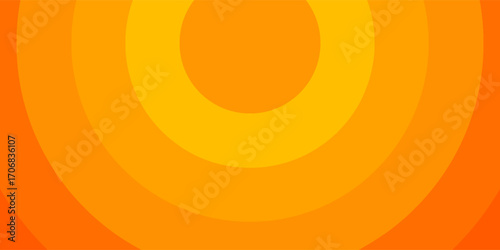 Bright vector background with concentric circles in yellow to orange gradient, radiating from the center like a sunburst for a warm, energetic, and eye-catching effect. vector illustration