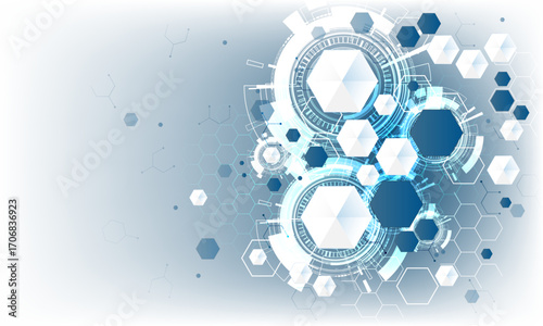 Hexagonal geometric technology background image, technological protection concept