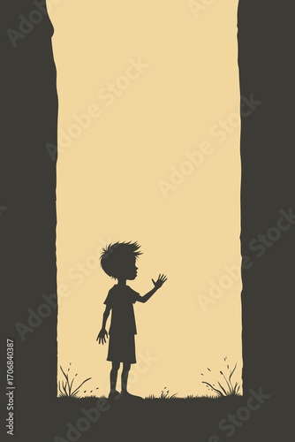 Child Silhouette in Light – Psychological Concept Vector Illustration